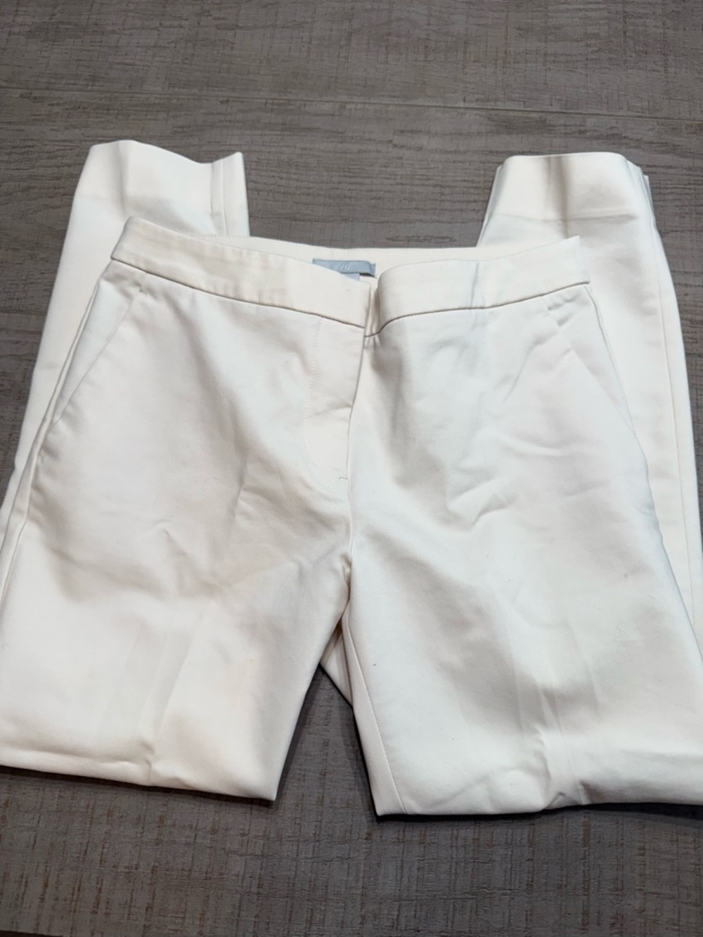 H&M White with pink undertone Tailored Ankle Pants